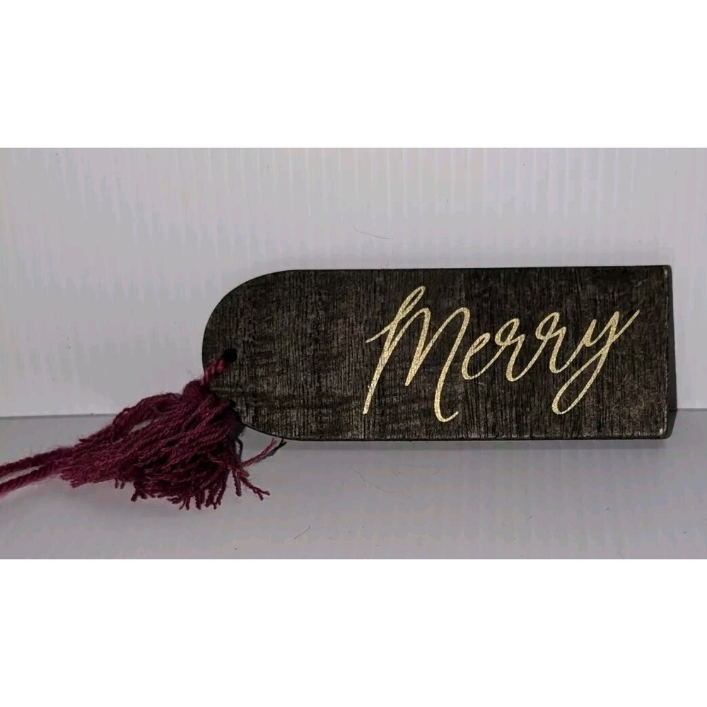 Gift topper Wooden Merry Ornament